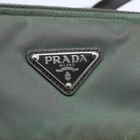 PRADA Tote Bag Nylon Khaki Silver Auth 146817 - Picture 13 of 16